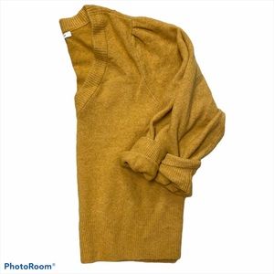 Madewell puff sleeve vneck sweater mustard XL